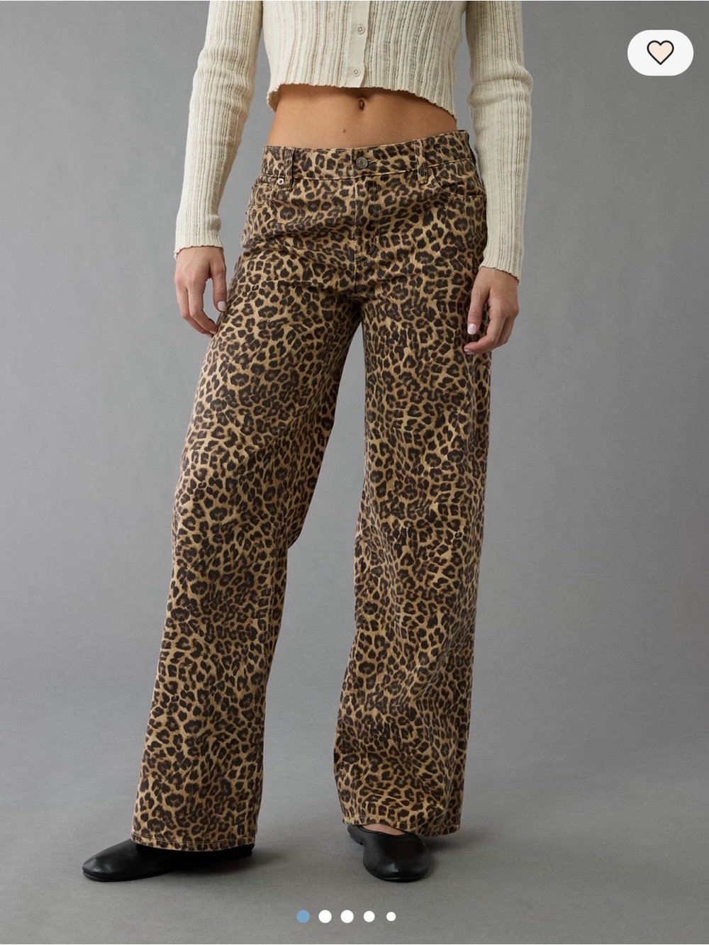 American Eagle Outfitters Leopard Print Wide Leg Pants - size 10 short - Picture 1 of 8